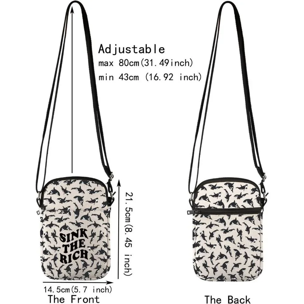 Small Canvas Crossbody Bag Orca Whale Gift for Animal Lovers Perfect for Daily U - Picture 2 of 7